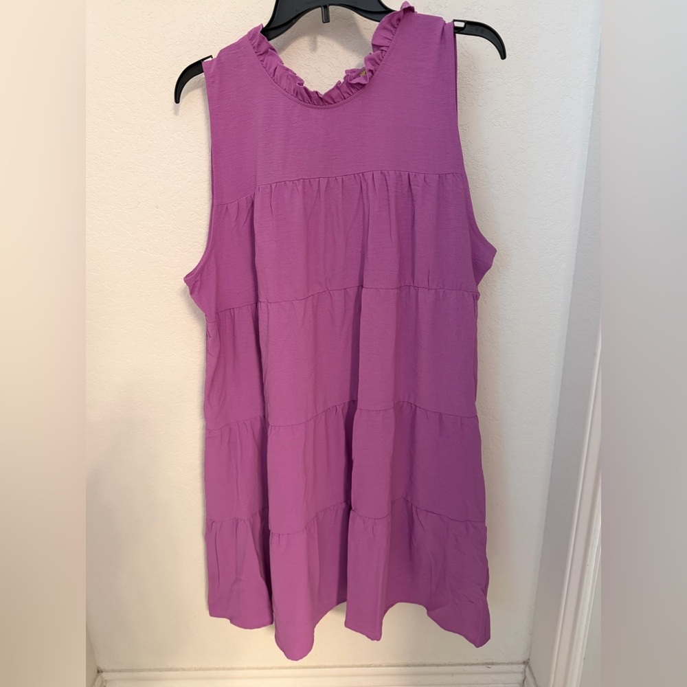 005 Purple Sleeveless Tiered Dress